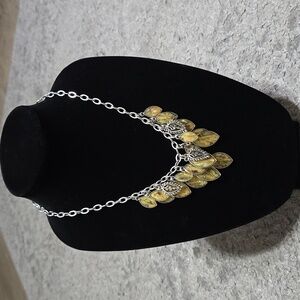 PREMIER DESIGNS Mother of Pearl Abalone Moda Necklace, Statement Leaf Necklace